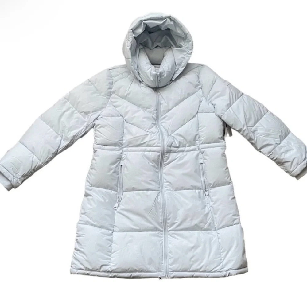 NWT Calvin Klein Long Light Blue Puffer Coat – XL - Picture 3 of 13